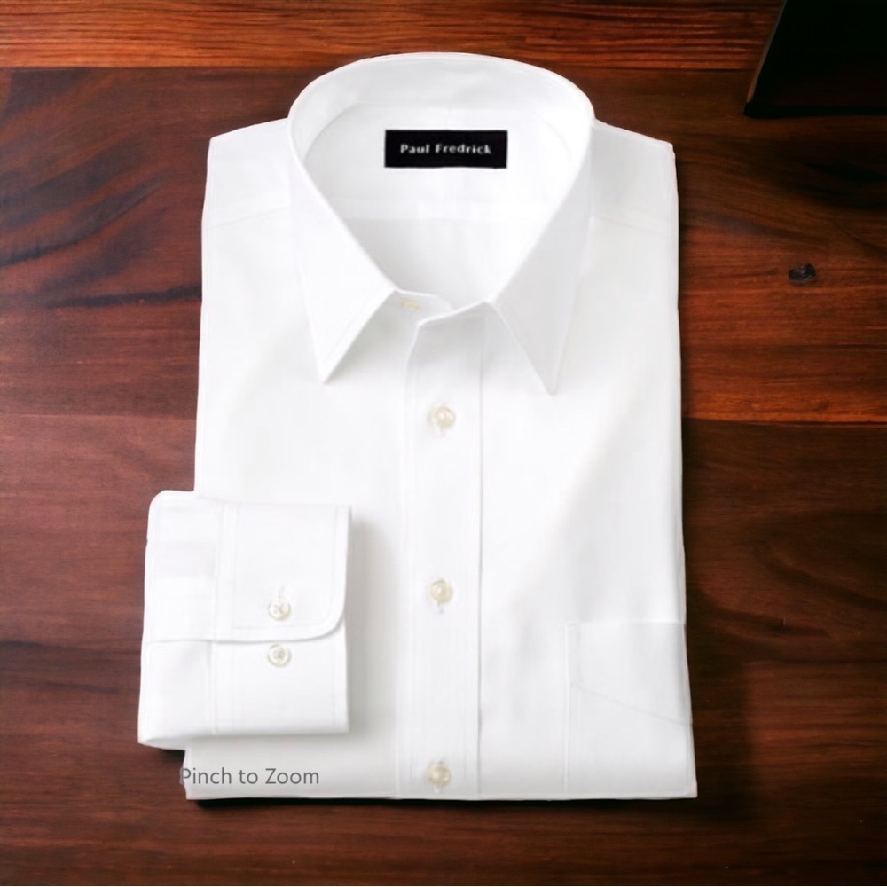 PAUL FREDRICK 80’s Two Ply Cotton Straight Collar Dress Slim Fit Shirt 17 1/2 36